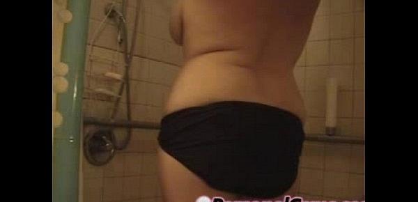  Big tit brunette amateur in the shower